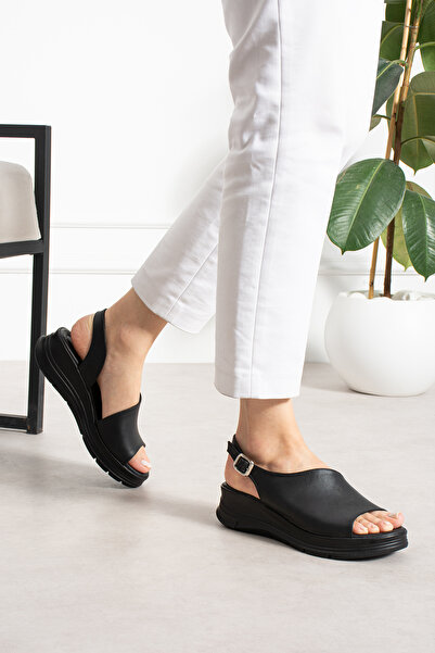 MERVESTORE Wedge Heel Genuine Leather Sandals