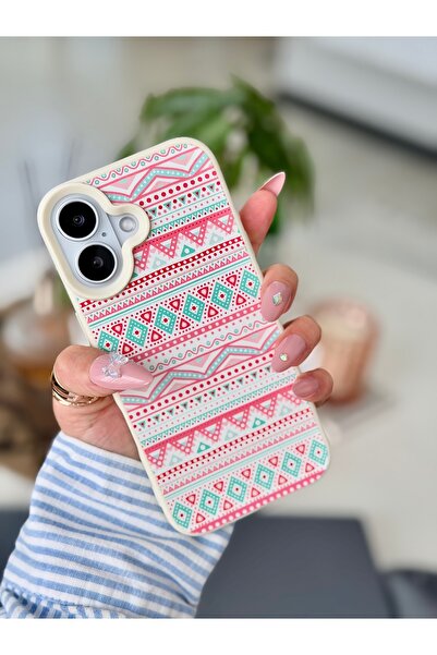Go Aksesuar Iphone 17 Uyumlu Baskı Turkuaz Pembe Tasarımlı Koruyucu Esnek Sil...