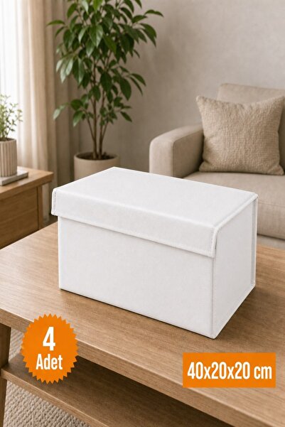 Emma Oliwia 4 Pieces White Closet Organizer with Lid, Foldable Clothing Stora...