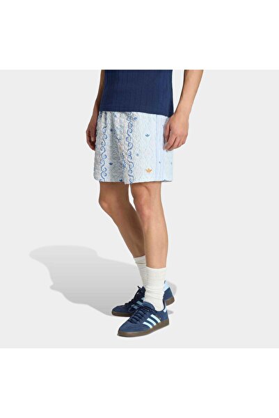 adidas Printed Seersucker Erkek Mavi Şort (KX1228)
