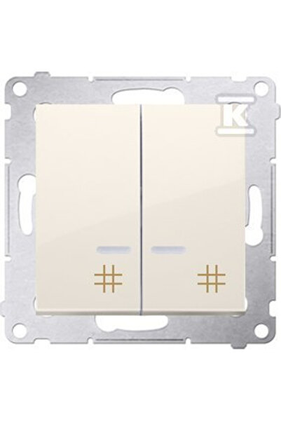 Kontakt-Simon Conector dublu în cruce iluminat SIMON 54 CREAM