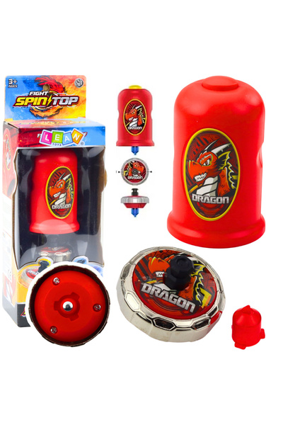 LeanToys Set lansator de disc zburător și titirez Dragon Roșu