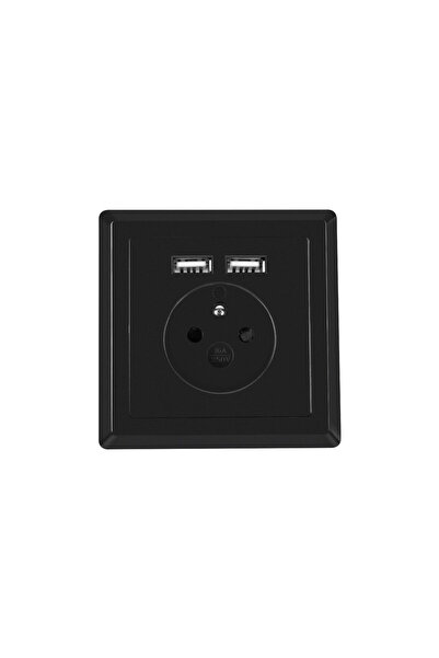 Lanberg Priză încastrată AC-WS01-USB2-E-B