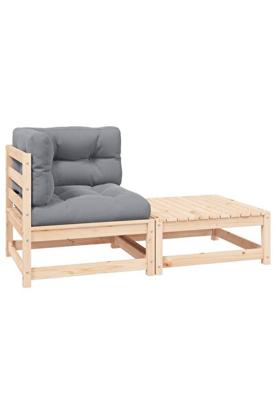 vidaxl Set mobilier grădină cu perne, 2 piese, lemn masiv de pin