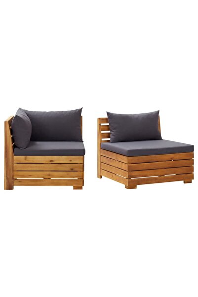 vidaxl Set mobilier grădină cu perne, 2 piese, lemn masiv de acacia