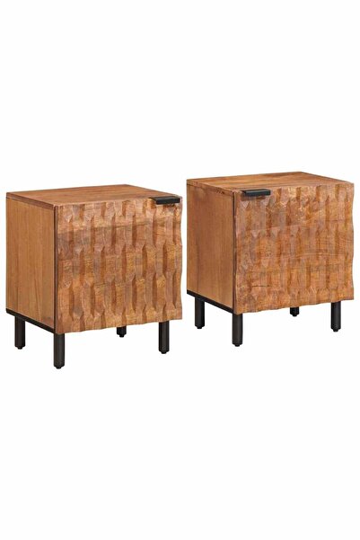 vidaxl Dulap de noapte 2 pcs Maro 40 x 33 x 46 cm Lemn de mango solid
