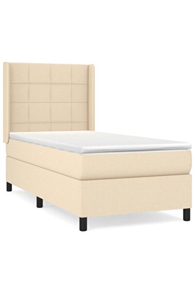 vidaxl Pat boxspring cu saltea, crem, 80 x 200 cm, textil