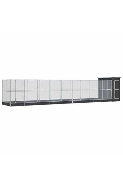 vidaxl Volieră pentru păsări cu extensie, argintie, 1037 x 203 x 216 cm, oțel