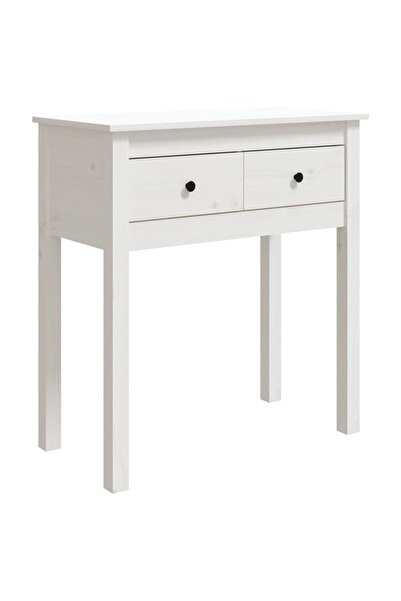 vidaxl Masă consolă, alb, 70x35x75 cm, lemn masiv de pin