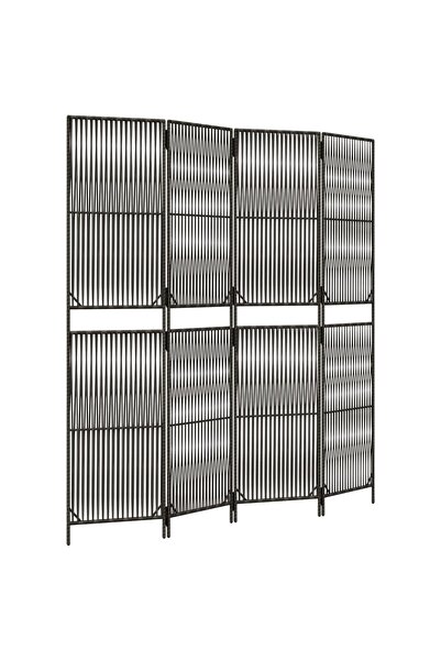 vidaxl Separator de cameră cu 4 panouri, gri, poliratan