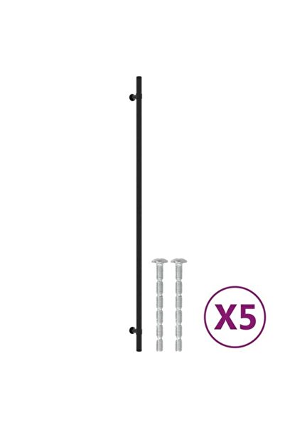 vidaxl Mânere de dulap, 5 bucăți, negre, 480 mm, din oțel inoxidabil