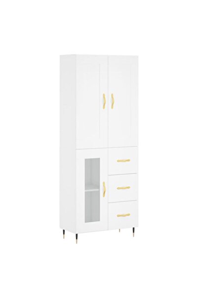 vidaxl Dulap înalt, alb, 69,5 x 34 x 180 cm, lemn compozit