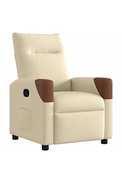 vidaxl Fotoliu rabatabil, crem, material textil