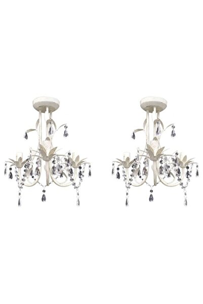 vidaxl Candelabre suspendate din cristal, 2 bucăți. alb elegant