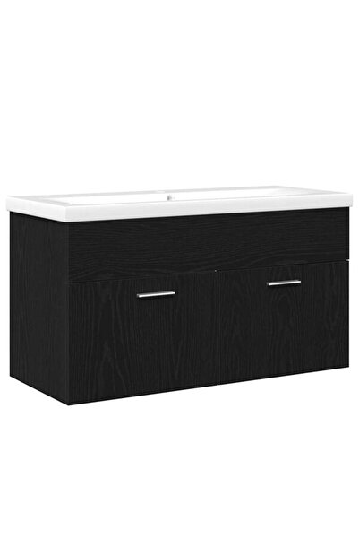 vidaxl Dulap de baie Stejar Negru 90 x 38.5 x 46 cm Lemn Compozit