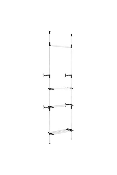 vidaxl Sistem de dulap telescopic, cu bare și raft, din aluminiu