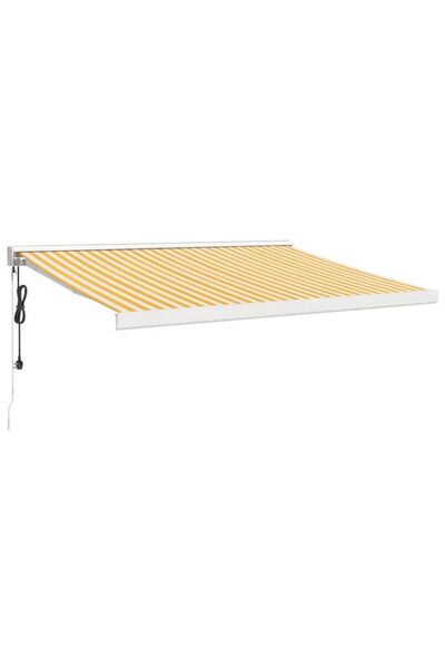 vidaxl Copertină retractabilă, Galben/Alb, 3,5 x 2,5 m, Textil/Aluminiu