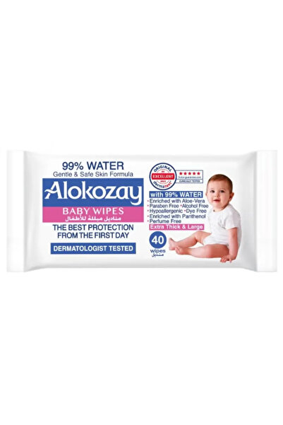 Alokozay 99percent Water Gentle and Safe Skin Formula Baby Wipes- 40pcs