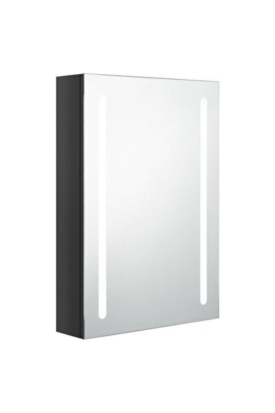 vidaxl Dulap de baie cu oglindă și LED, negru lucios, 50 x 13 x 70 cm