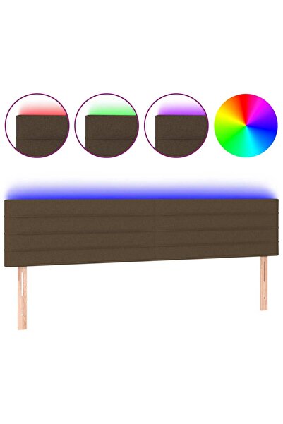 vidaxl Tăblie de pat cu LED, maro închis, 160x5x78/88 cm, textil