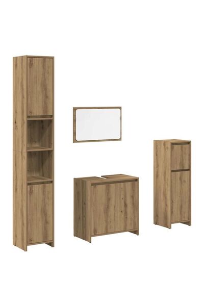 vidaxl Set mobilier de baie din 4 piese, Stejar Artizanal, Lemn prelucrat