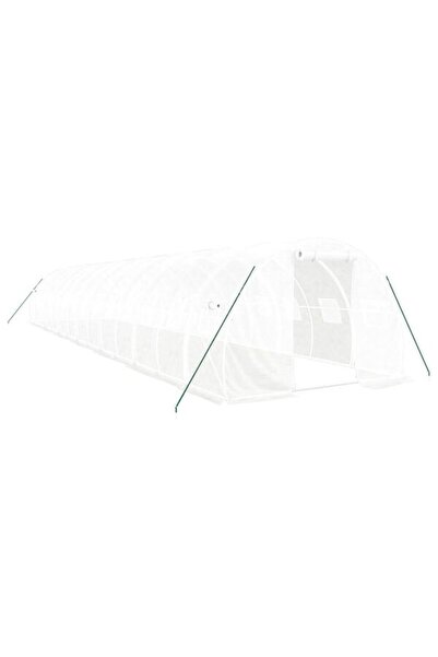 vidaxl Seră cu structură metalică, albă, 42 m², 14 x 3 x 2 m