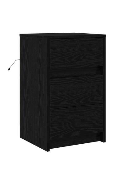 vidaxl Dulap de noapte Stejar Negru 38 x 34 x 61 cm Lemn compozit