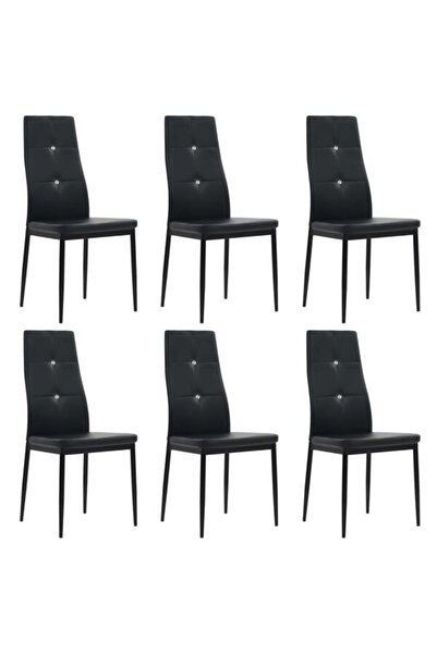 vidaxl Scaune de masă, 6 buc., negre, piele ecologică