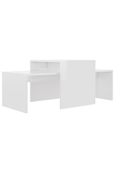 vidaxl Set măsuțe cafea, alb extralucios, 100x48x40 cm, lemn prelucrat