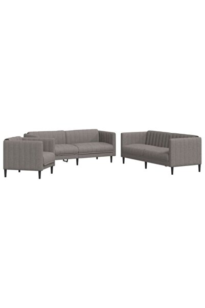 vidaxl Set de canapele, 3 piese, gri taupe, textil