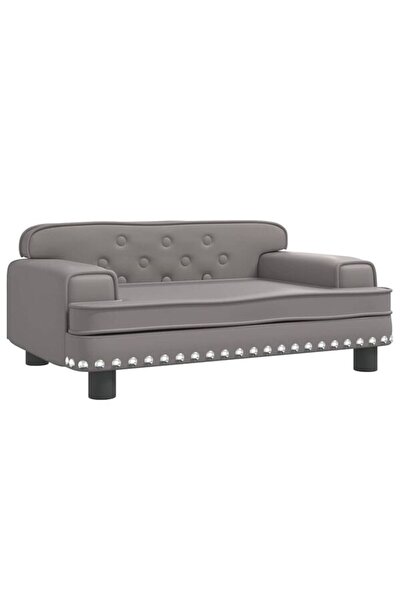 vidaxl Canapea pentru copii, gri, 70 x 45 x 30 cm, piele ecologică