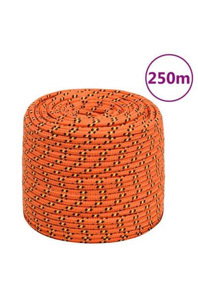 vidaxl Frânghie de barcă, portocalie, 6 mm, 250 m, polipropilenă