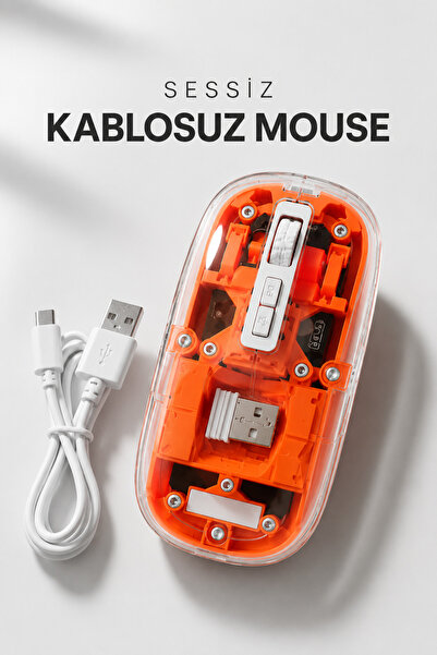Lisinya Kablosuz Mouse Fare 5.0 Bluetooth Bağlantılı USB Girişli -