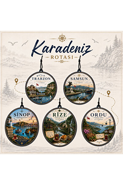 Meröka 5 Adet Karadeniz Rotası Tasarımlı Oto Kokusu,Araba Kokusu,Oto Aksesuar...
