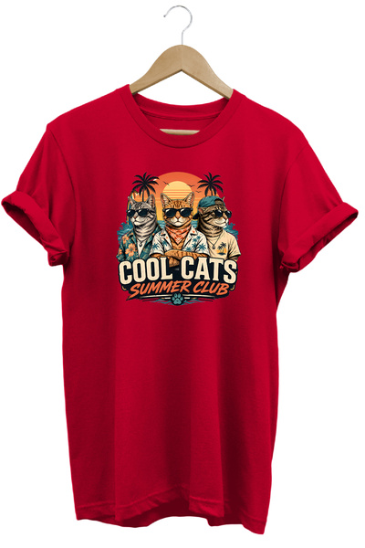 remonz Cool Cats Summer Club Unisex Cat Printed Summer Themed Regular Fit Cre...