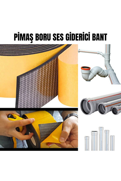 SLCMARKETİM Pimaş Gider Borusu Ses Giderici Kauçuk Bant Yapışkanlı 10cm x 10m...
