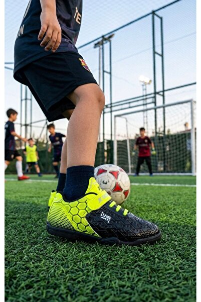 KANTEX Cizme de fotbal pentru copii cu bandă velcro și șireturi elastice RASC...