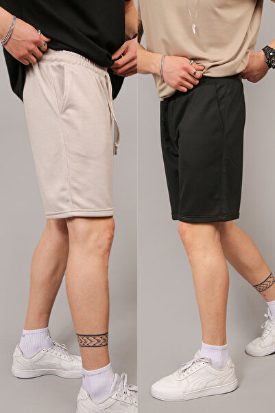 STRAVON Men's 2-Pack Pique Fabric Relaxed Fit Double Leg Pockets Bermuda Shorts