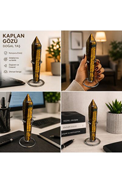 The Magıc of Healıng Kaplan Gözü Doğal Taş Güç ve Odak Kulesi – Dekoratif Obe...