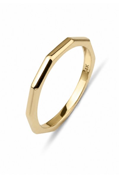 KAIROS JEWELRY 14 Ayar Altın Sade Geometrik Yüzük