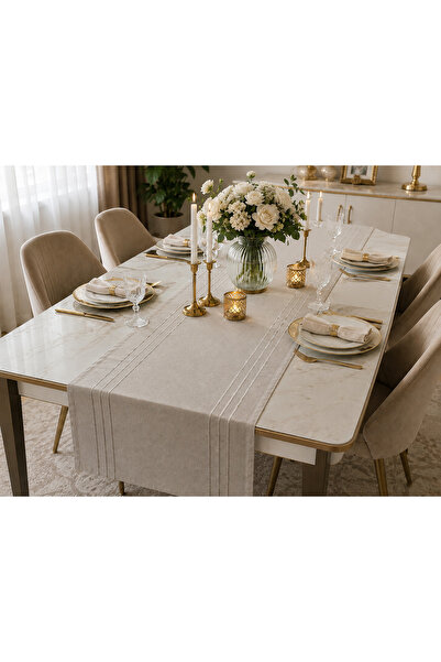 ZEYNO HOME TEKSTİL %100 Polyester Dertsiz Leke Tutmaz Şerit Desenli Runner Ma...