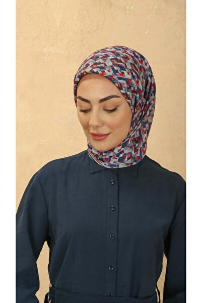 locella Soft Pamuk Eşarp Lacivert Turuncu