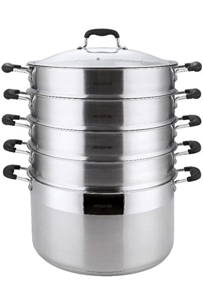 Arshia German Stainless Steel Steamer Set with Glass Lid 30 cm