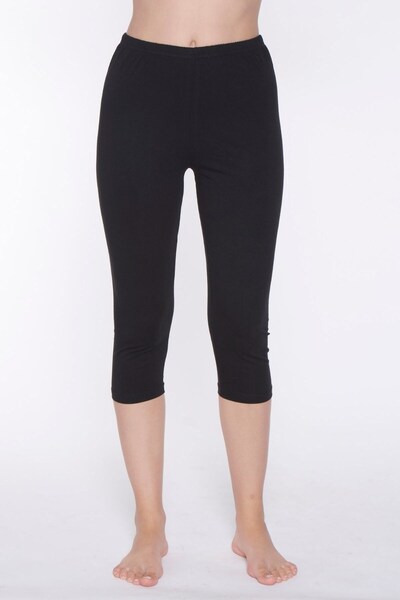 YILDIZ Lycra Plus Size Women's Capri Leggings Black