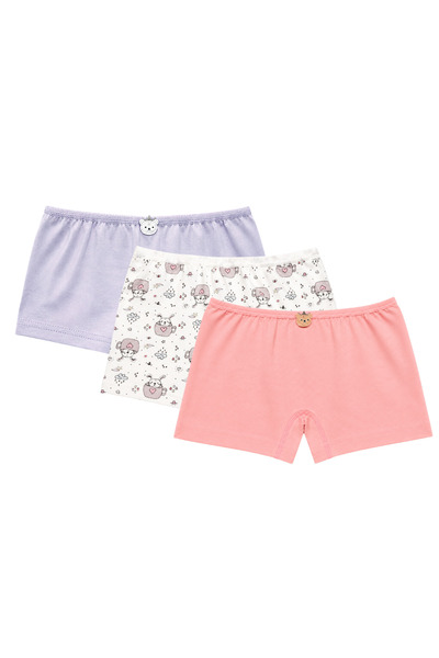 YILDIZ Lycra Girls' Boxer Underwear Mixed Pattern 3-Pack