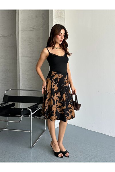 Rabi Shine Women's Midi Length Patterned Wrap Skirt