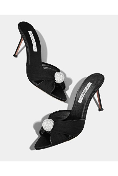 NEW Aquazzura Mystery mule 85 | chiffon satin and leather womens