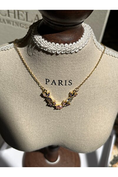 IrazErezJewelry Zirkon Taşlı Lale Figürlü Çelik Kolye