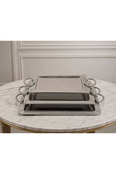 Rwafd Rema 3-piece silver serving tray set
