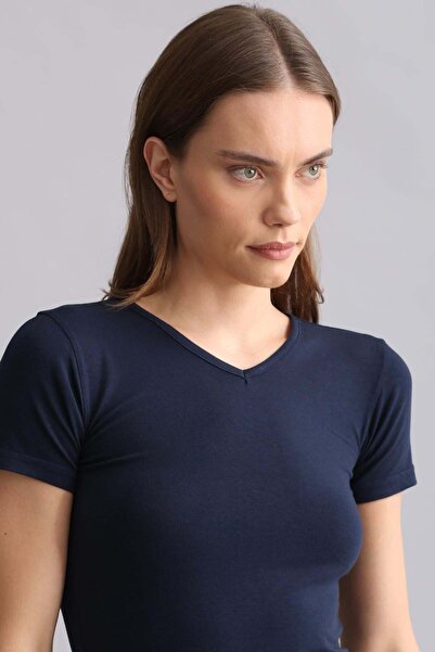Aytuğ&Mısırlı Mısırlı Modal by TENCEL VICTORIA V Yaka Fanila / T-Shirt Lacivert